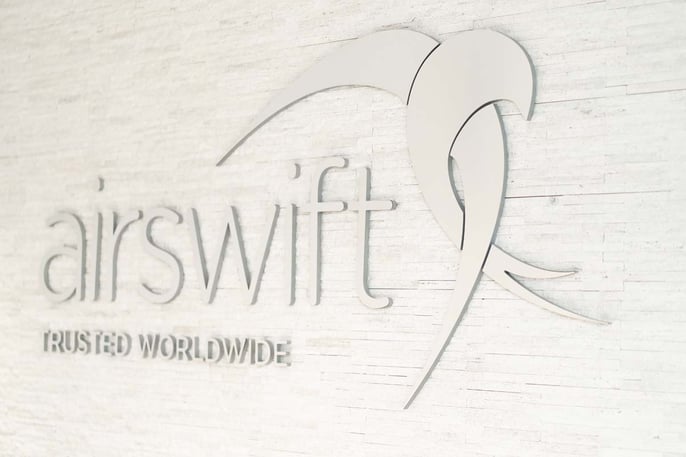 Stylized Airswift Logo Display